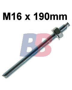 Chemical Stud Anchor Steel Grade 5.8 Zinc Plated - M16 x 190mm