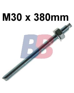 Chemical Stud Anchor Steel Grade 5.8 Zinc Plated - M30 x 380mm